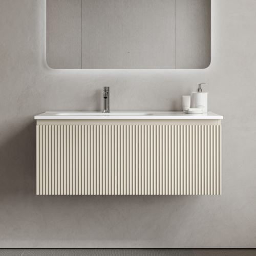 Тумба под раковину подвесная Sancos Snob R 1.0 100 см левая beige soft - фото 3