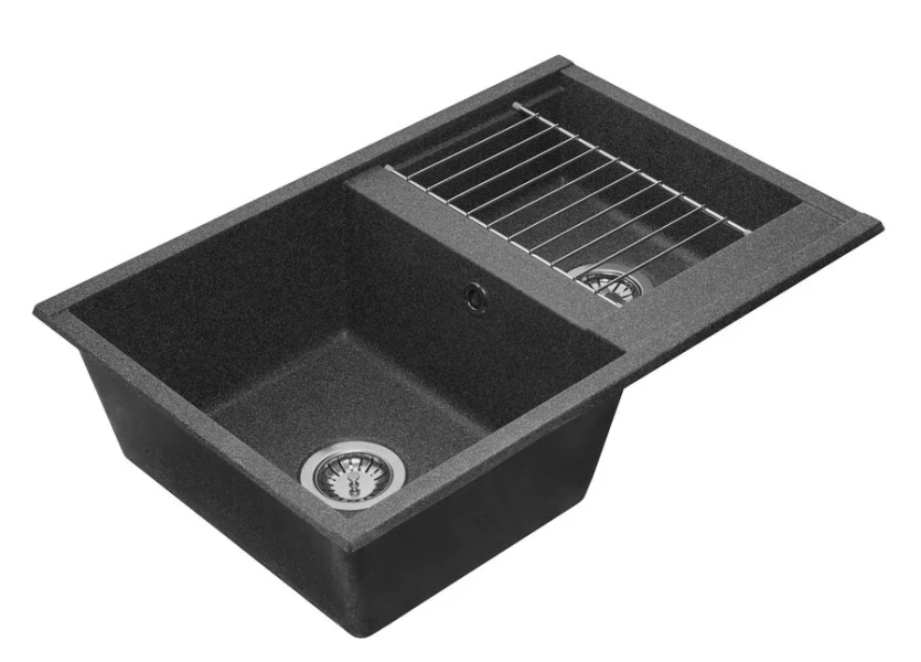 Мойка для кухни Акватон Делия 78 см графит, прямоугольной формы - фото 4