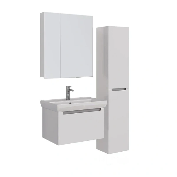 Тумба под раковину подвесная Lemark Buno Mini 70 см белый глянец, недорогo, комплект (набор) - фото 8