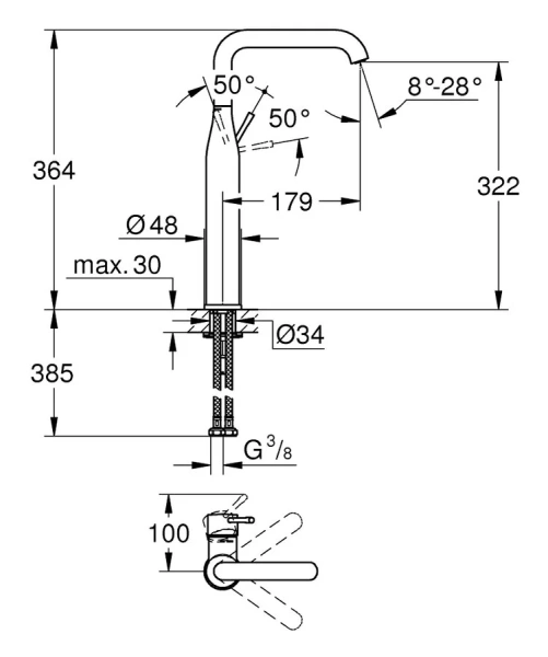 Смеситель для раковины Grohe Essence 32901001 - фото 2