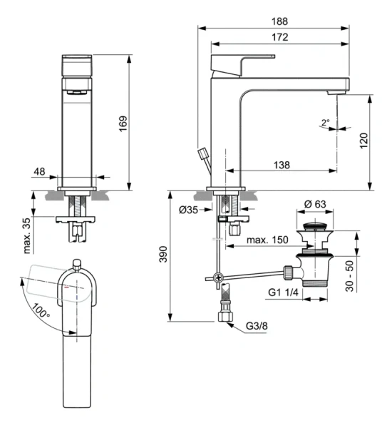 Смеситель для раковины Ideal Standard Edge хром - фото 2