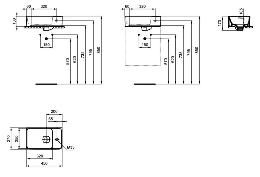 Раковина Ideal Standard Strada II 45 см евробелая, современные, hi-tech - фото 2