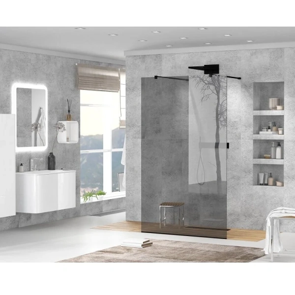 Душевая перегородка Cezares Liberta 100 см стекло графит, профиль черный, недорогие, стеклянные - фото 6