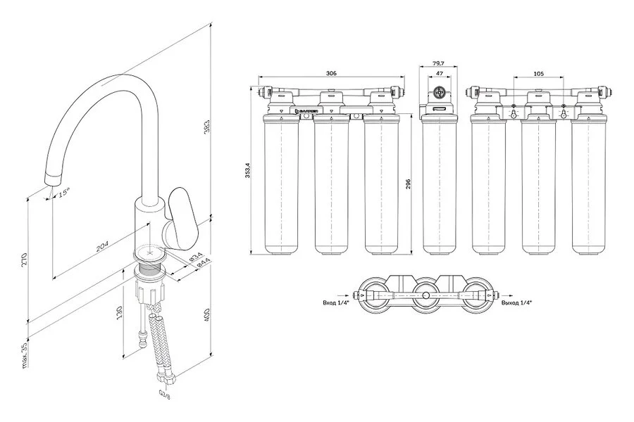 Смеситель для кухни Am.Pm Like F8007S с каналом для питьевой воды - фото 2