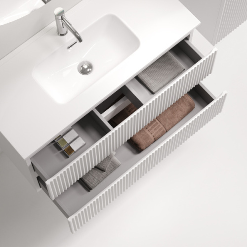 Тумба под раковину подвесная Sancos Snob R 90 см bianco, современная, hi-tech - фото 3