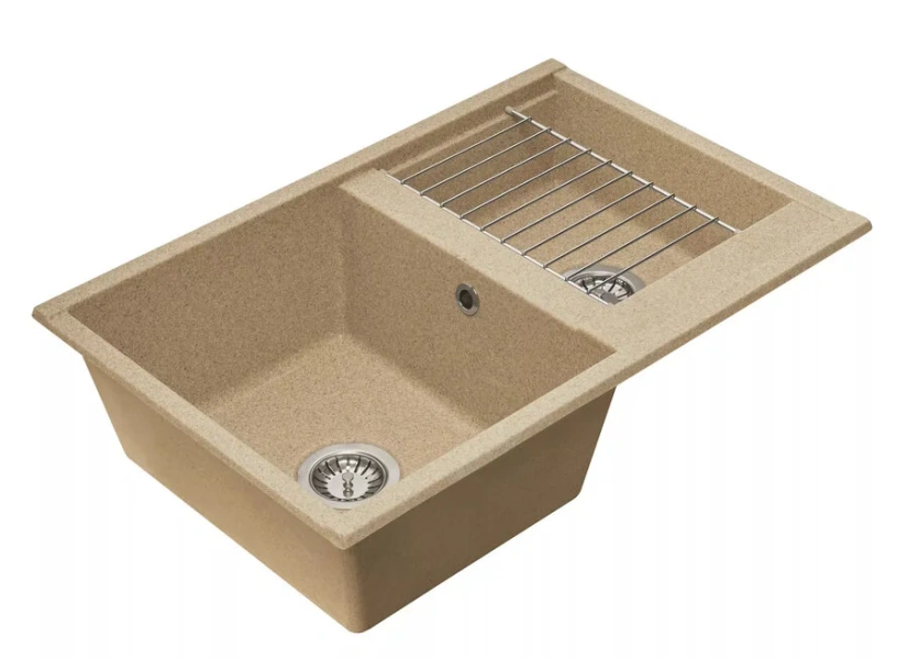 Мойка для кухни Акватон Делия 78 см песочная, из искусственного мрамора - фото 3