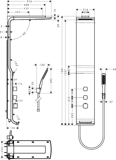 Душевая панель Hansgrohe Raindance Lift 27008 термостатическое управление - фото 2