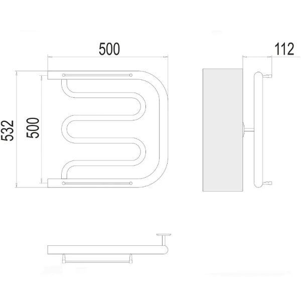 Полотенцесушитель водяной Terminus Фокстрот 500x500 хром - фото 2