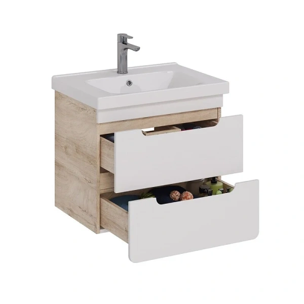 Тумба с раковиной подвесная Lemark Olivia LM08OL65T 65 см 2 ящика, подвесная, пристенная - фото 4