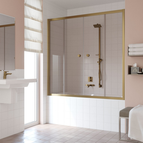 Душевая шторка на ванную профиль бронза стекло бронза Vegas-glass - фото 1