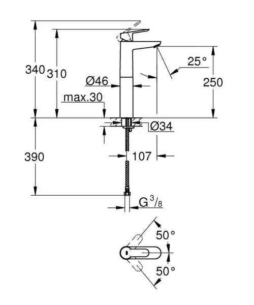 Смеситель для раковины Grohe BauEdge 23761000 - фото 2