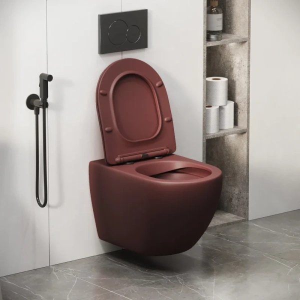 Унитаз подвесной Grossman Color бордовый матовый - фото 4