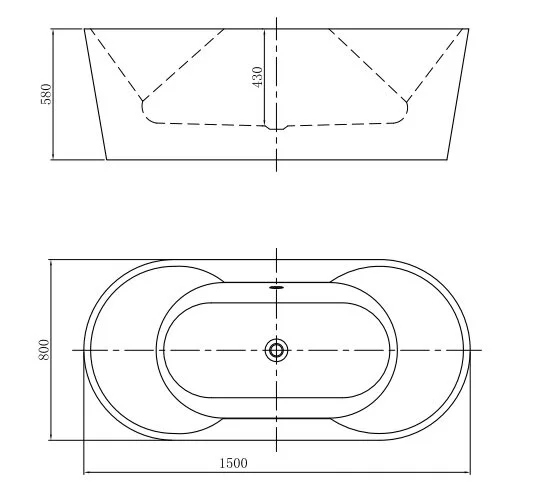 Ванна акриловая Bolu BL-326S/150, 150 x 80 см, слив-перелив в комплекте, белый, без гидромассажа - фото 5