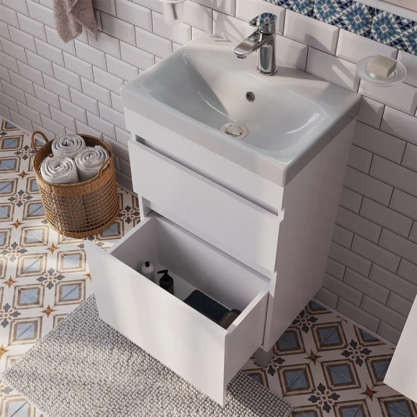 Тумба под раковину напольная IDDIS Zodiac 50 см белая, комплект (набор) - фото 8