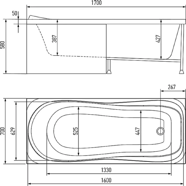 Ванна акриловая Timo Kata 170x70 см белая - фото 2