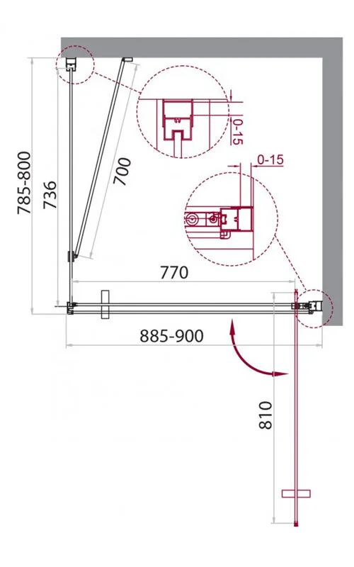Душевой уголок Belbagno Marmi 90x80 см стекло прозрачное - фото 2