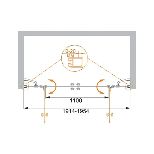 Душевая дверь в нишу Cezares Elena 195 см стекло рифленое - фото 2