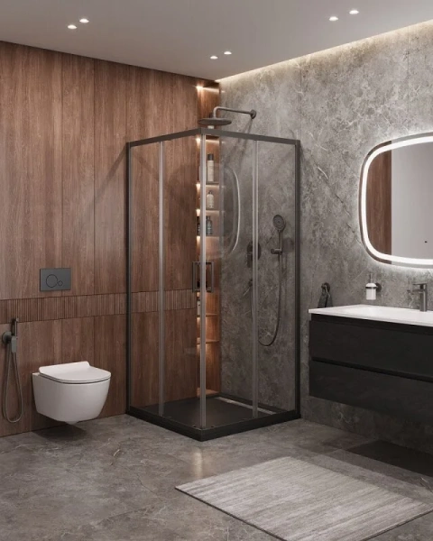 Душевой уголок Cezares Molveno 130х130 см стекло прозрачное профиль оружейная сталь - фото 3