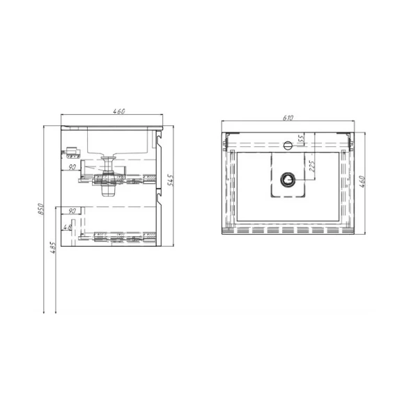 Тумба с раковиной подвесная Акватек Вега 60 см белый матовый - фото 3