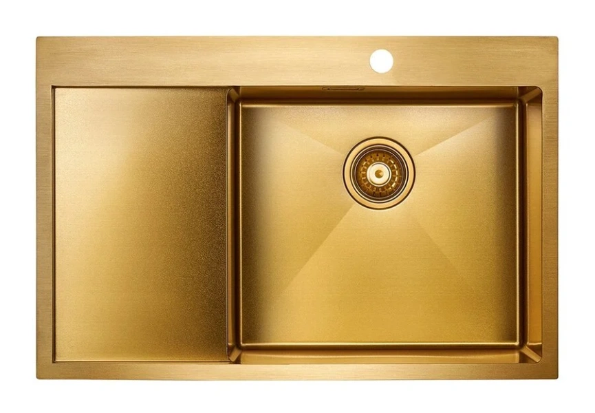 Мойка для кухни Paulmark Elde 78 см брашированное золото, левая, другие - фото 5