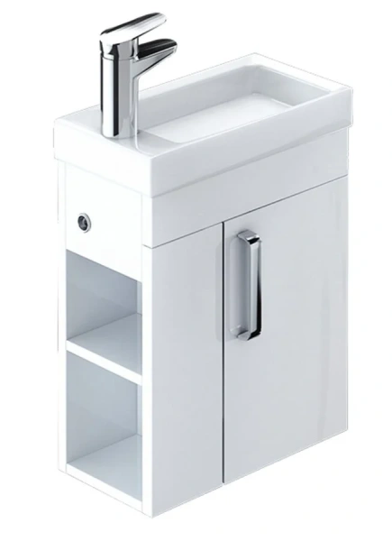 Тумба под раковину подвесная IDDIS Torr 40 см полки справа, комплект (набор), маленькая, узкая - фото 8