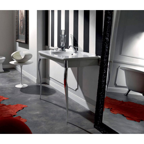 Раковина консоль с одним отверстием под смеситель, цвет белый, ноги хром Kerasan Retro, по запросу - фото 2