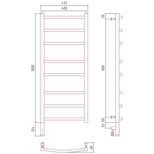 Полотенцесушитель электрический Сунержа Галант 3.0 40х100 см левый, другие цветовые решения - фото 3