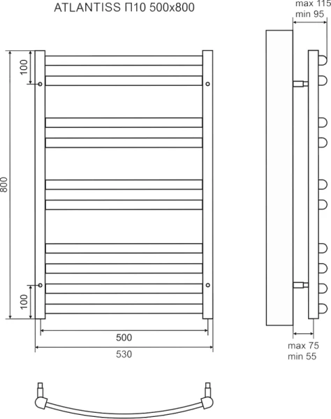 Полотенцесушитель электрический Lemark Atlantiss п10 LM32810REBL 50x80 см из нержавеющей стали - фото 4