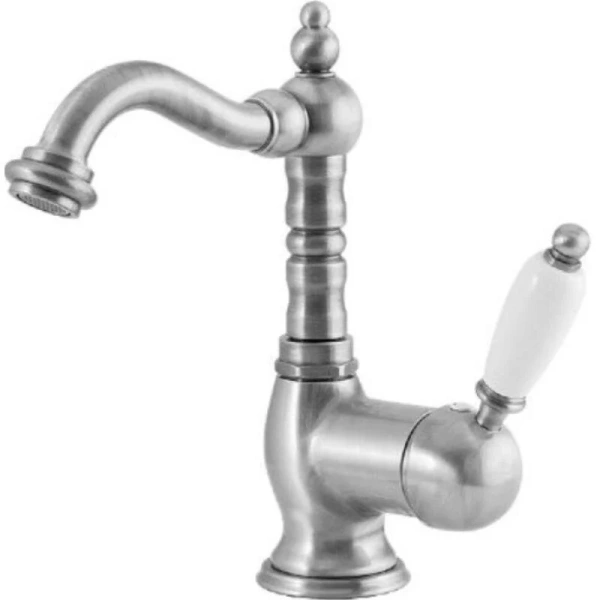Смеситель для раковины Caprigo Adria-Uno 02-024-crm, с донным клапаном, цвет хром, ручка белая - фото 1