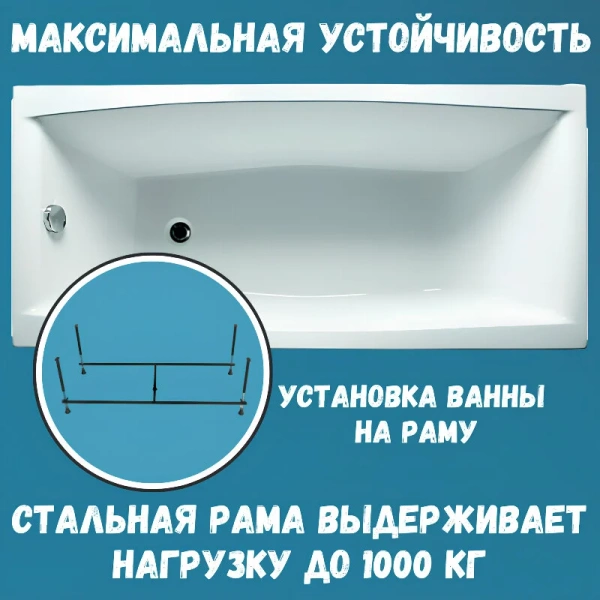 Ванна акриловая 1MarKa Viola 01ви1570кс2+, 150 x 70 см, цвет белый, белые - фото 8