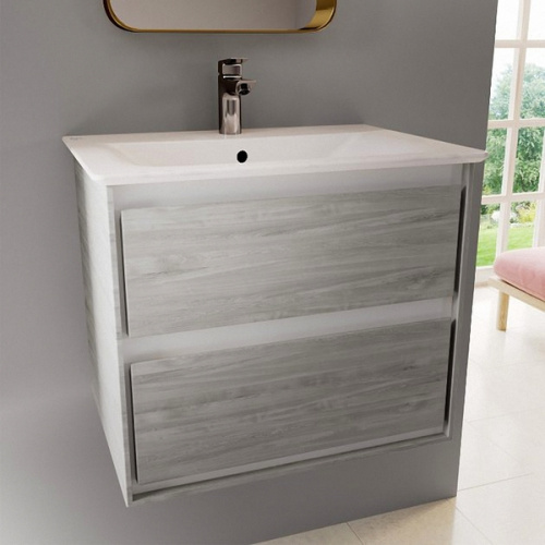 Тумба под раковину подвесная Ideal Standard Connect Air 60 см светло-серое дерево, белый матовый, современная, hi-tech - фото 3