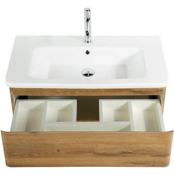 Тумба под раковину подвесная BelBagno Albano-Cer 80 см rovere rustico, под дерево - фото 9