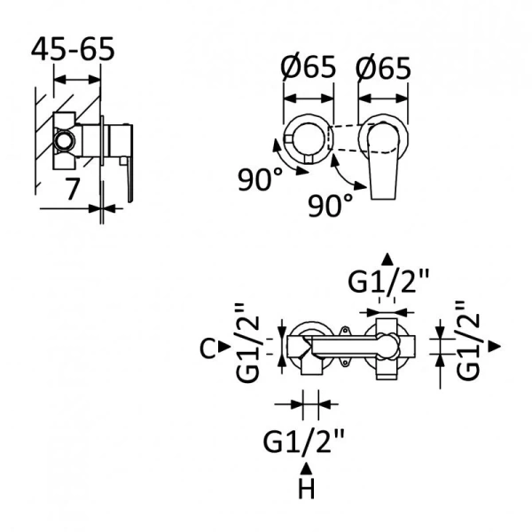 Смеситель для душа Cezares Nautic NAUTIC-VDIM2-M встраиваемый - фото 2