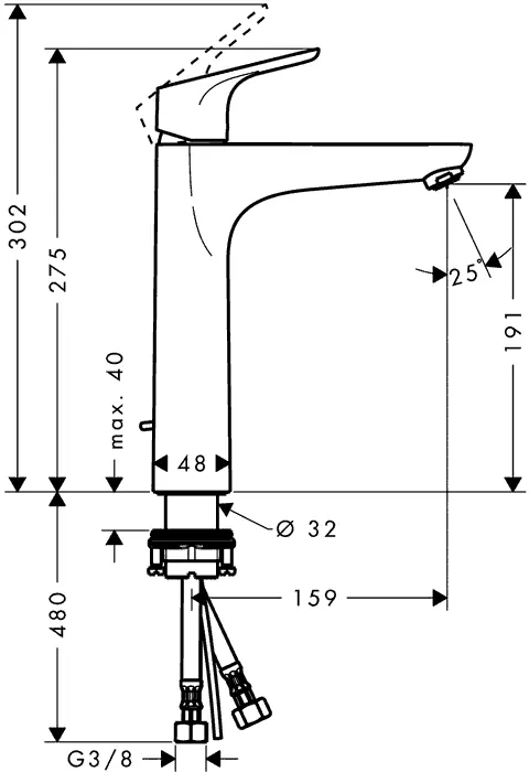 Смеситель для раковины Hansgrohe Focus однорычажный - фото 2