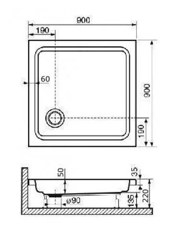Душевой поддон RGW Acryl Style 90х90 см квадратный - фото 2