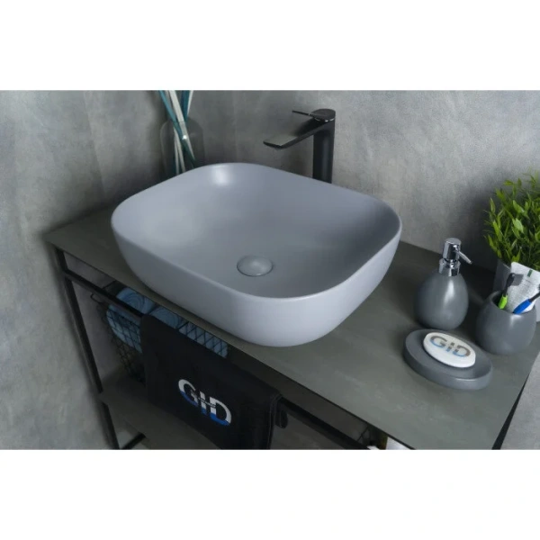 Раковина GID Geometrico Gm1302 50 см серая - фото 4