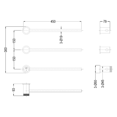 Полотенцесушитель электрический Boheme Stick 45x5 см дополнительный элемент, черный - фото 4