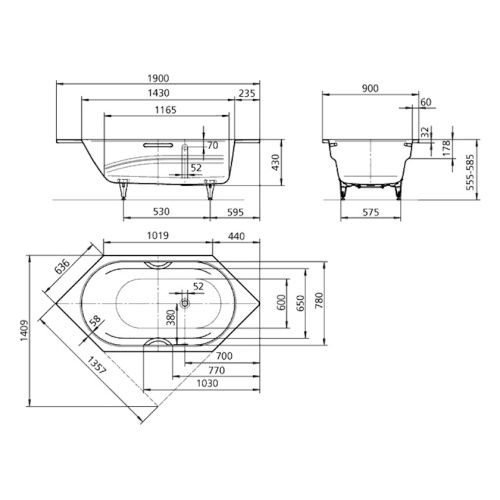 Ванна стальная Kaldewei Ambiente Vaio 6 Star 959 190х90 см - фото 4