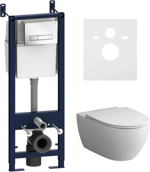 Унитаз с инсталляцией Am.Pm Awe клавиша белая - фото 1