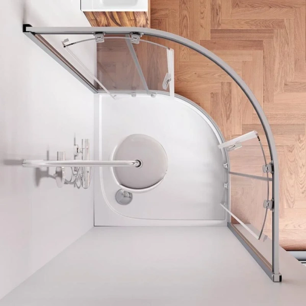  Душевой уголок Am.Pm Gem 100х100 см профиль матовое серебро, сатин - фото 4