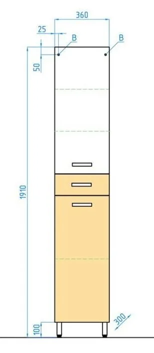 Шкаф-пенал напольный Style Line Ориноко 36 см белый/ориноко, в наличии - фото 2