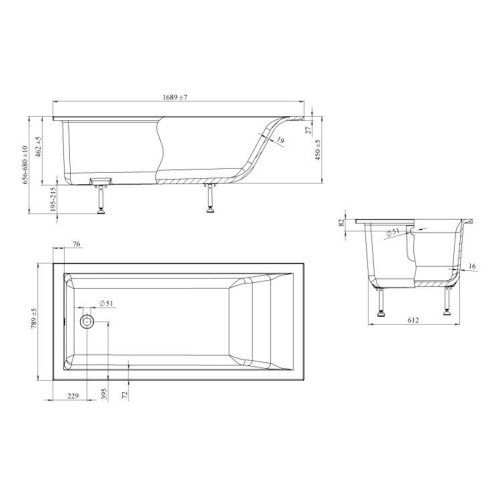 Ванна, цвет белый, Astra-Form Нейт 180, недорогие, глубокие index_1 - фото 6