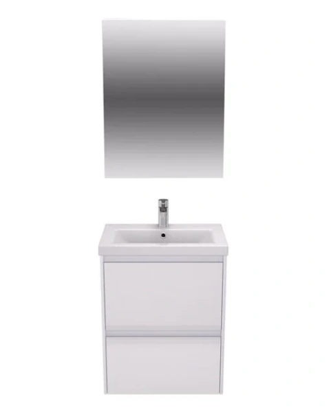 Тумба под раковину подвесная Velvex Klaufs 60 см белая, моноблок - фото 5