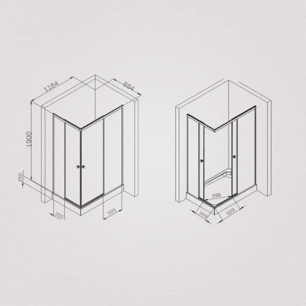 Душевой уголок Am.Pm X-Joy 120x90 см профиль черный, стекло прозрачное, прямоугольные - фото 2