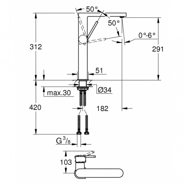 Смеситель для раковины Grohe Plus 32618003 - фото 2