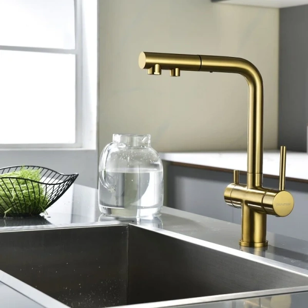 Смеситель для питьевой воды Paulmark Serpentine брашированное золото, современные, hi-tech - фото 3