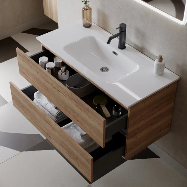 Тумба с раковиной подвесная Sancos Urban 121 см c двумя ящиками - фото 4
