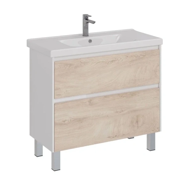 Тумба с раковиной Lemark Combi LM03C100T 100 см 2 ящика, белая, бежевая, серая, комбинированная - фото 7