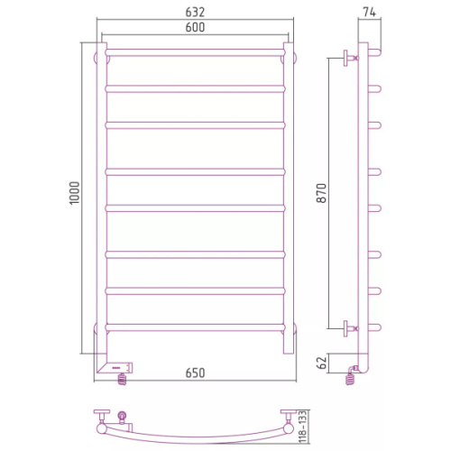 Полотенцесушитель электрический Сунержа Галант 2.0 60x100 см левый - фото 3