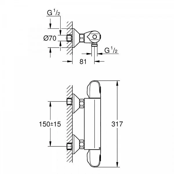 Смеситель для душа термостатический Grohe Grohtherm 1000 34143003 - фото 2